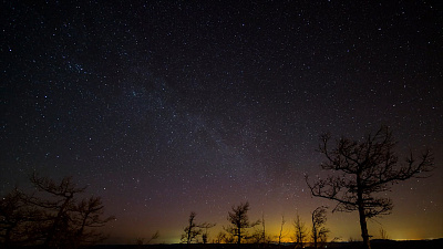 Северное сияние в Челябинской области попало на видео