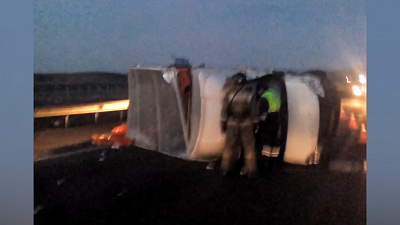 Два большегруза столкнулись на трассе под Чебаркулем