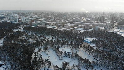 Заснеженный Челябинск в необычном ракурсе снял на видео горожанин