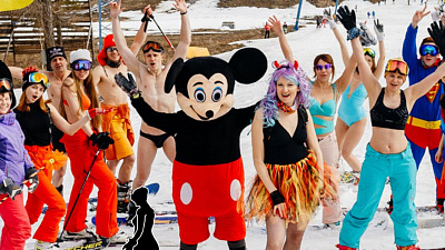 Спуск в купальниках в Солнечной долине. Яркие моменты на видео