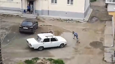 Челябинский водитель намеренно сбил двух человек. Видео 18+ 