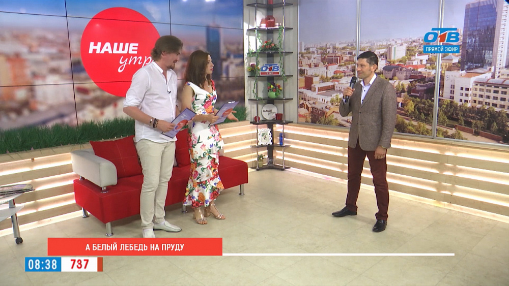 А белый лебедь на пруду