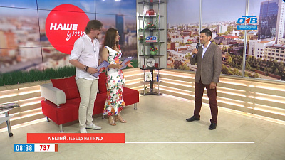 А белый лебедь на пруду