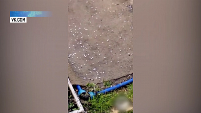 В Магнитогорске прошёл крупный град и ливень