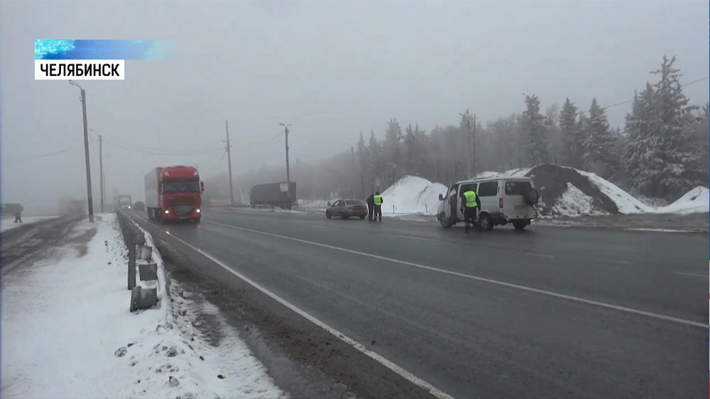 На трассе М5 выпал снег