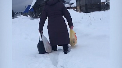 Посёлок Серпиевка замело снегом