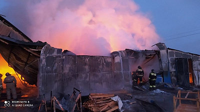 В деревне под Челябинском вспыхнул цех пиломатериалов
