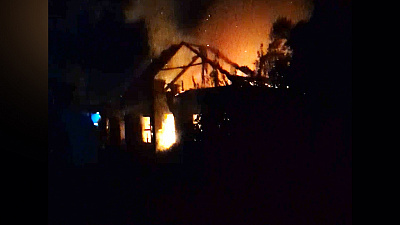 Пожар в Коркино попал на видео