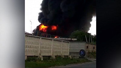 Пожар возле завода «Кнауф» попал на видео