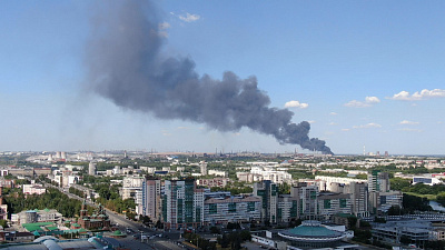 Пожар в промзоне сняли с квадрокоптера