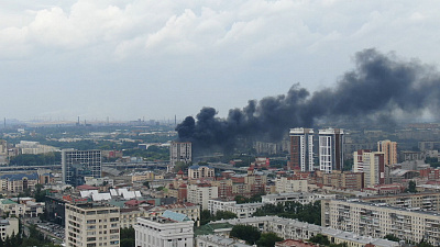 Видео пожара в центре Челябинска, снятое с квадрокоптера