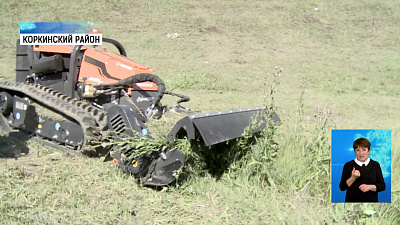 Траву возле федеральных трасс косит робот