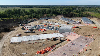 Видео стройки инфекционной больницы с высоты птичьего полёта